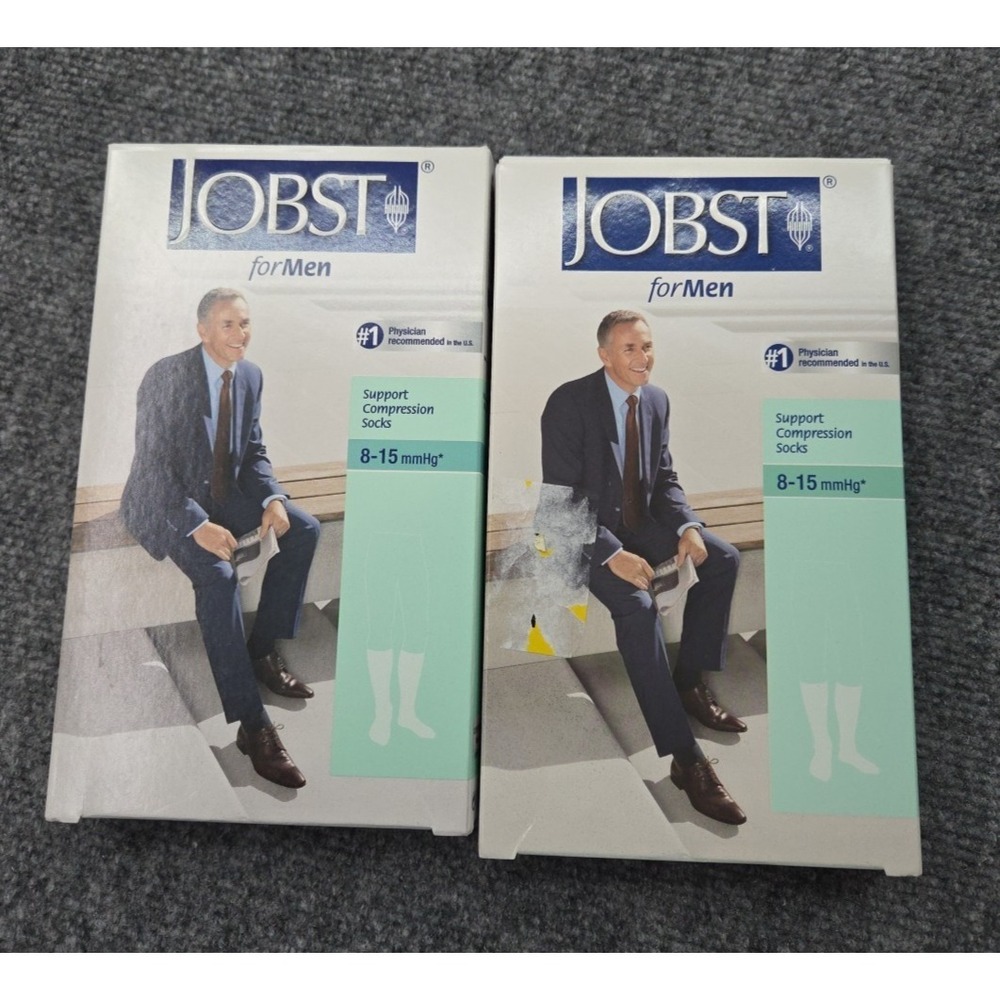 Lot of 2 Jobst Compression Dress Socks Men Medium 8-15 mmHg Black Navy Support